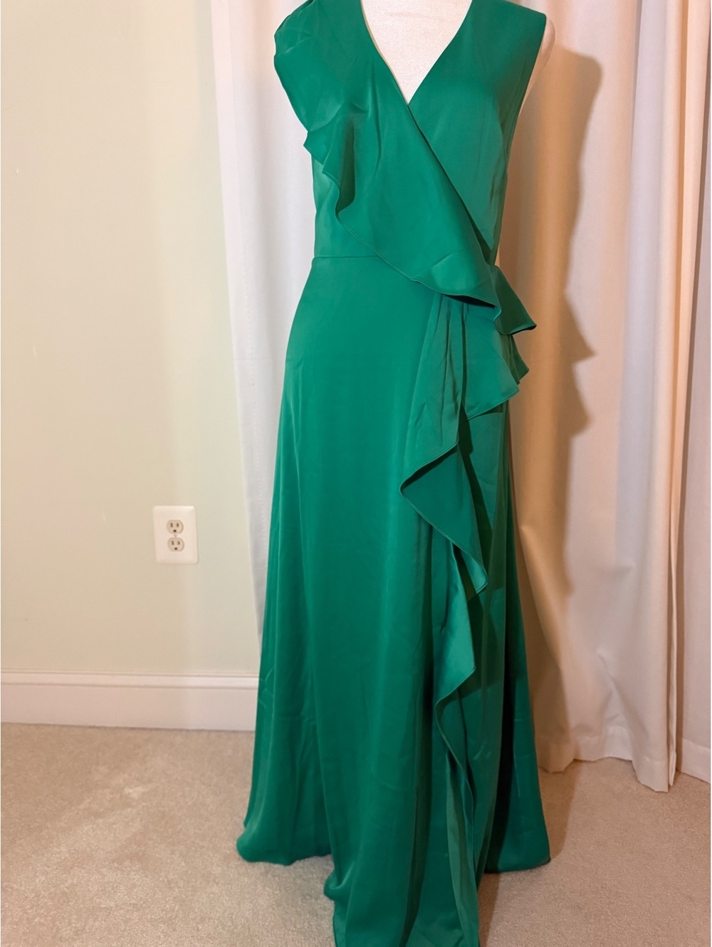 Ted Baker Wimd-Floru Ruffle Detail Midi Dress Green Size 4 NWT